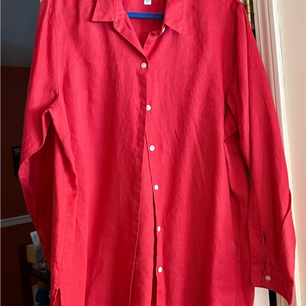 Casual Red Button Down Shirt